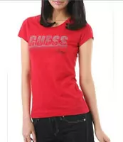 tee shirt mujer guess short sleeve genereux cotton 2013 france sm smile red